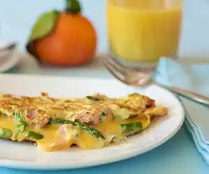 Asparagus & Canadian Bacon Cheese Omelet