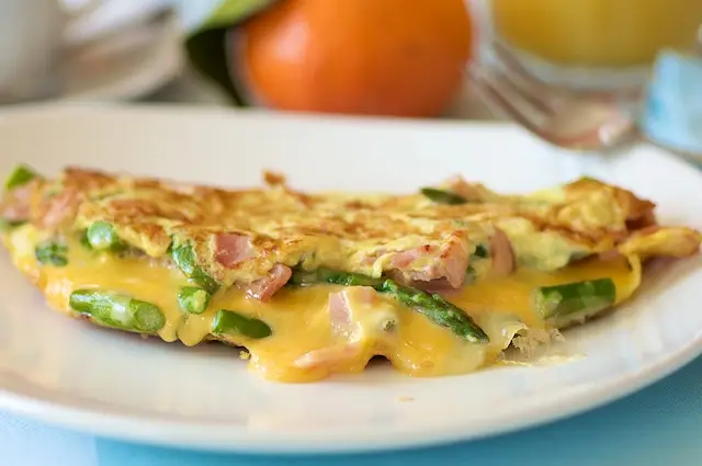 Asparagus & Canadian Bacon Cheese Omelet