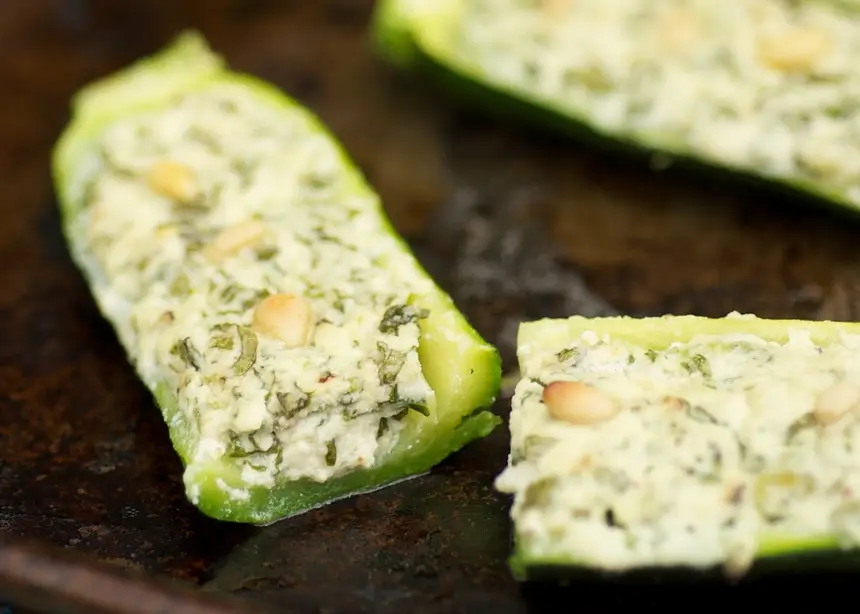 Basil & Ricotta Stuffed Zucchini