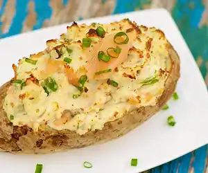 Twice Baked Potatoes with Smoked Salmon & Chives