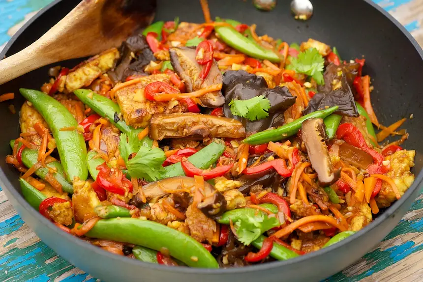 Sugar Snap Pea, Shiitake & Tofu Stir-Fry
