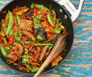 Sugar Snap Pea, Shiitake & Tofu Stir-Fry