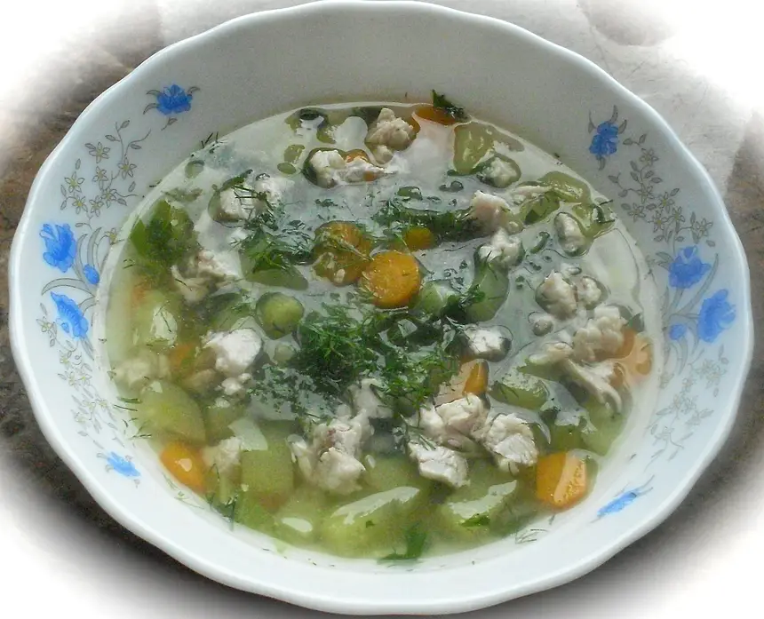 Cucumber Soup with Spring Vegetables