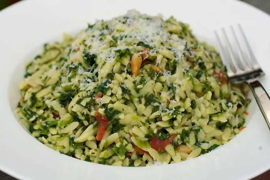 Orzo with Spinach & Pine Nuts (Milliken & Feniger)