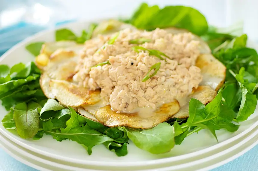 Warm Salmon Salad with Crispy Potatoes