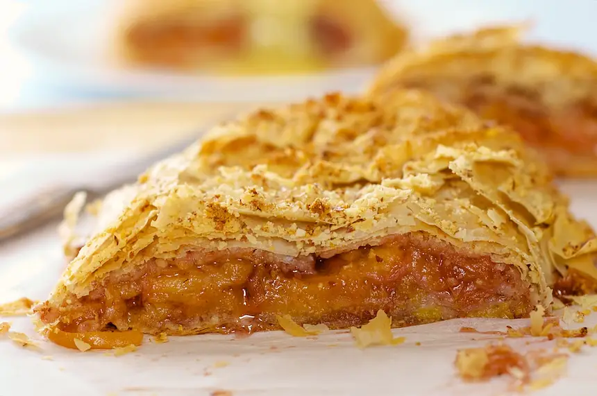 Peach Strudel with Vanilla Sauce