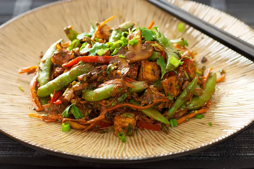 Sugar Snap Pea, Mushroom & Tofu Stir-Fry