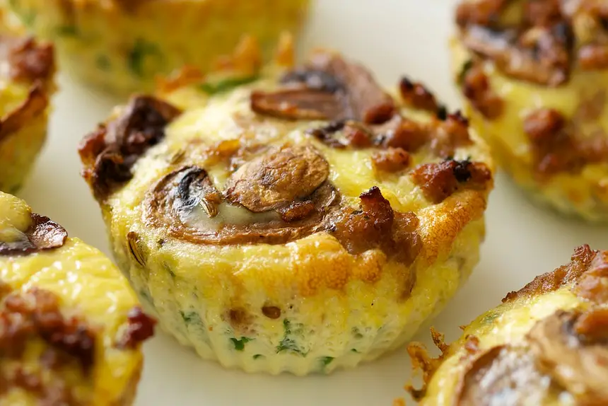 Mushroom & Sausage Quiche Muffins