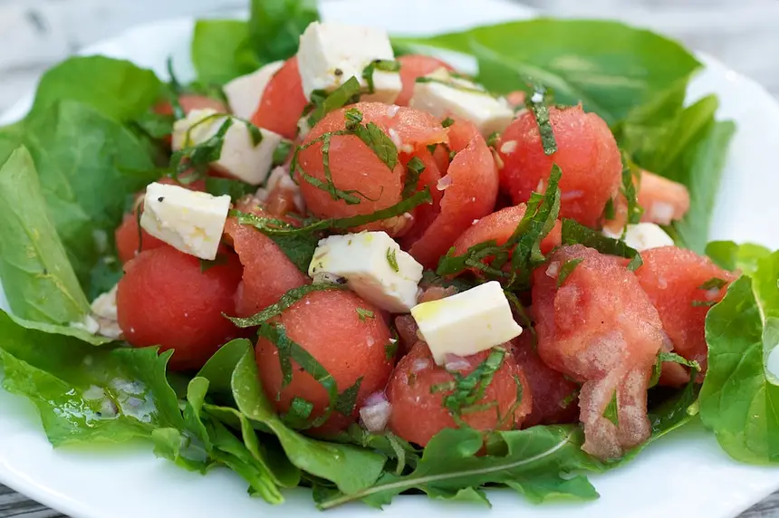 Watermelon, Mint & Feta Salad with Citrus Dressing