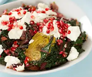 Beet Green, Artichoke Hearts & Pomegranate Salad  