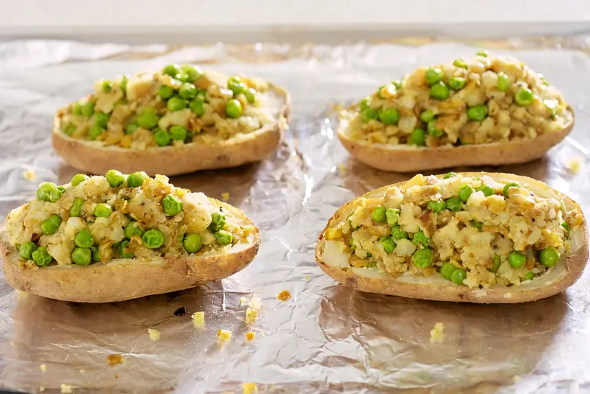 Stuff the potato shells and broil.