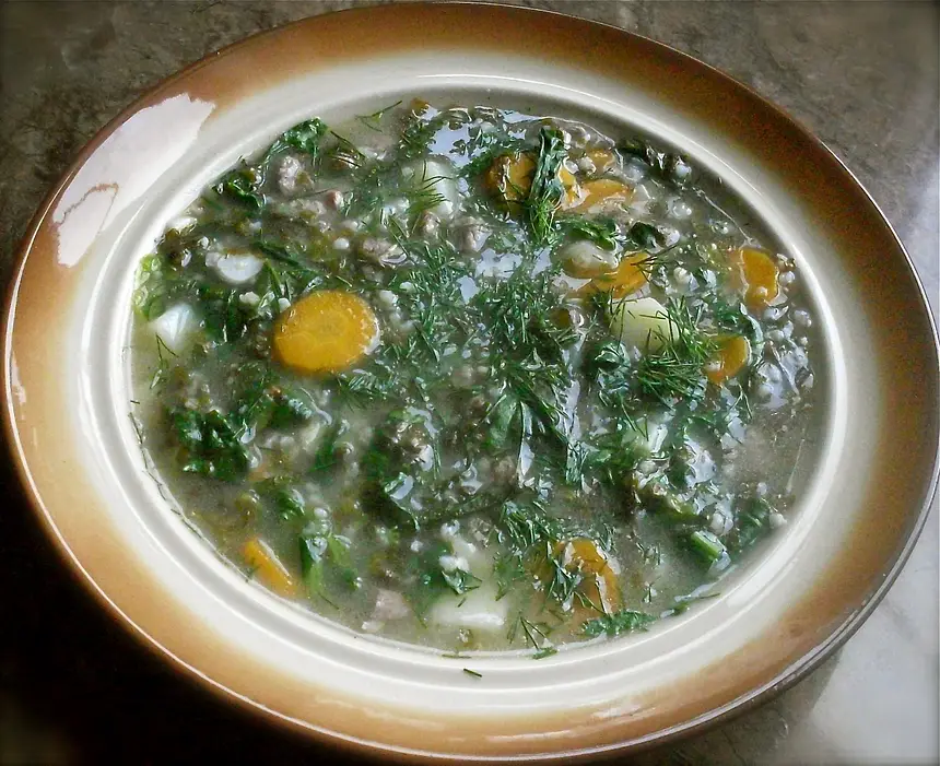 Green Barley Soup with Sorrel & Spinach