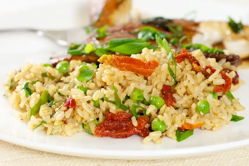 Fried Rice with Peas & Sun-Dried Tomatoes