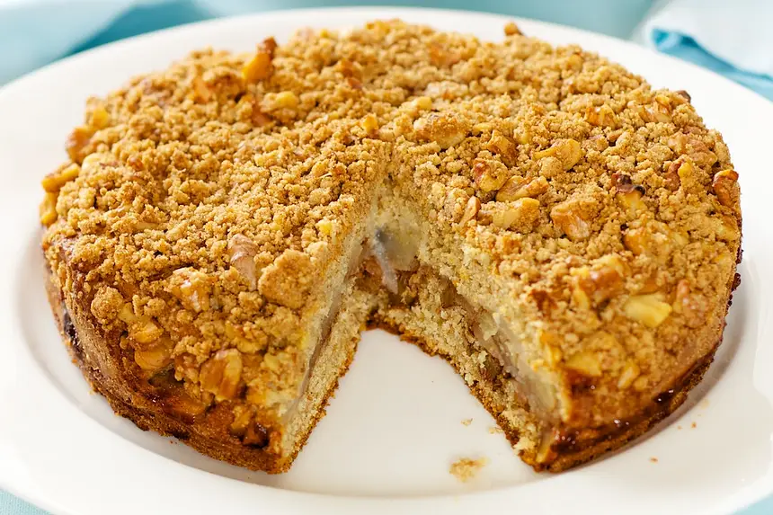 Layered Pear Walnut Coffee Cake
