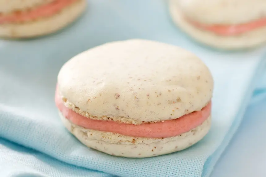 Strawberry & Rhubarb Macarons 