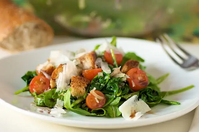 Warm Arugula Bread Salad