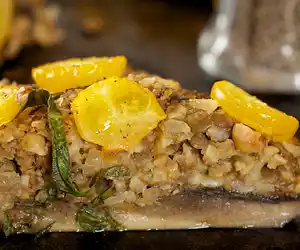 Cashews, Lentils & Brown Rice Stuffed Portobello Mushrooms