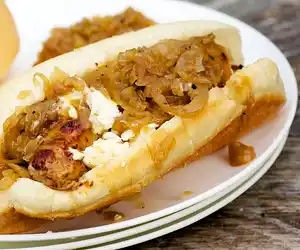 BBQ Sausage with Fennel Jam & Pickled Pears