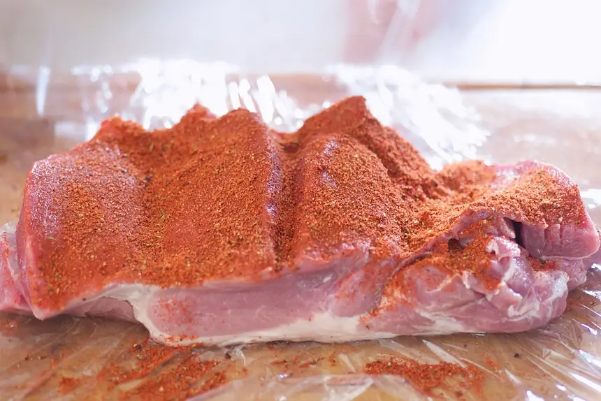 Rub thoroughly all over with the spice rub.