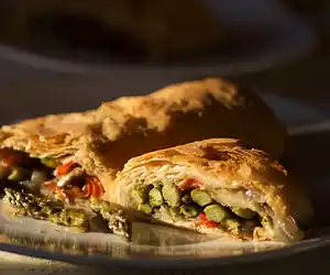 Asparagus, Mushroom & Red Pepper Strudel