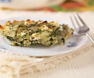 Crustless Swiss Chard, Leek & Herb Quiche