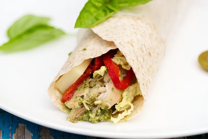Pesto Chicken & Pepper Wraps