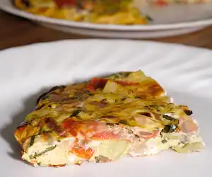 Basil-Mint Zucchini & Cherry Tomato Frittata with Goat Cheese