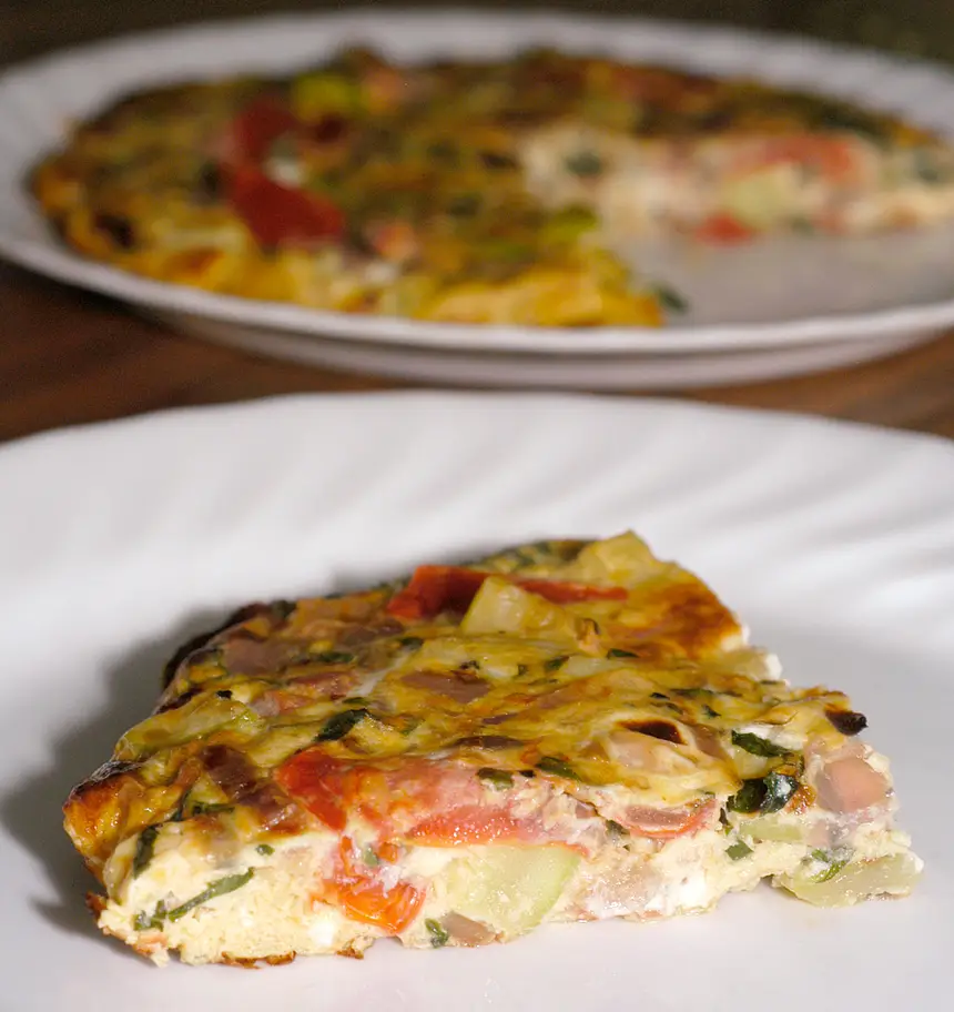 Basil-Mint Zucchini & Cherry Tomato Frittata with Goat Cheese
