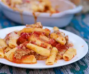 Double-Cheese Rigatoni with Sausage & Hot Cherry Peppers For Two