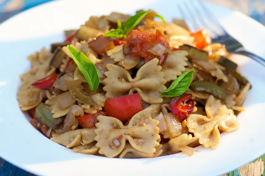 Pasta with Roasted Vegetables & Balsamic Vinegar