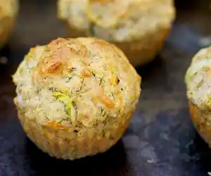 Carrot, Zucchini, Dill-Cheddar Muffins