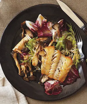 Haddock with Warm Frisee & Mushroom Salad