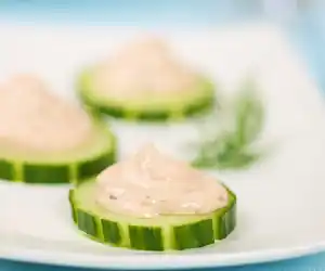 Cucumber Rounds with Smoked Salmon Mousse