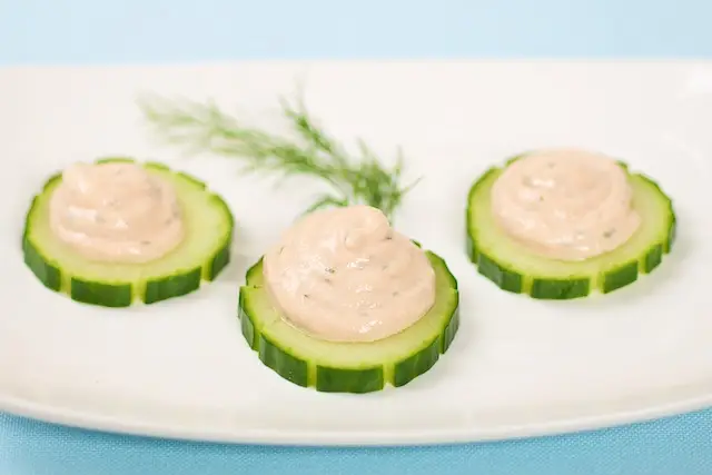 Cucumber Rounds with Smoked Salmon Mousse