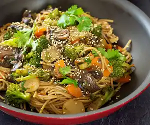 Sesame Broccoli Stir-Fry with Noodles