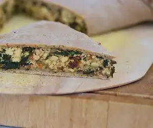 Cheesy Sun-Dried Tomato & Spinach Stuffed Pizza