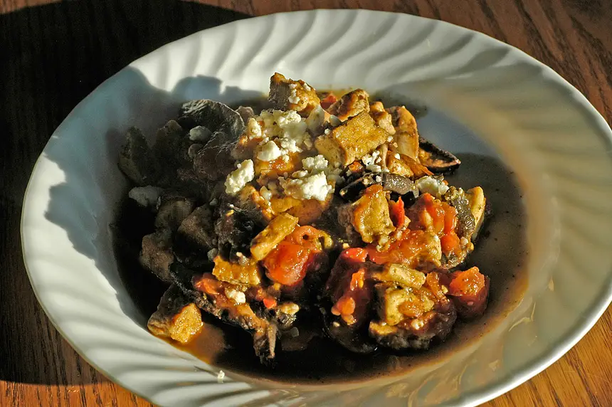 Tofu with Tomato & Mushroom Sauce