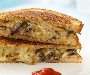 Browned Mushroom Grilled Cheese Sandwich