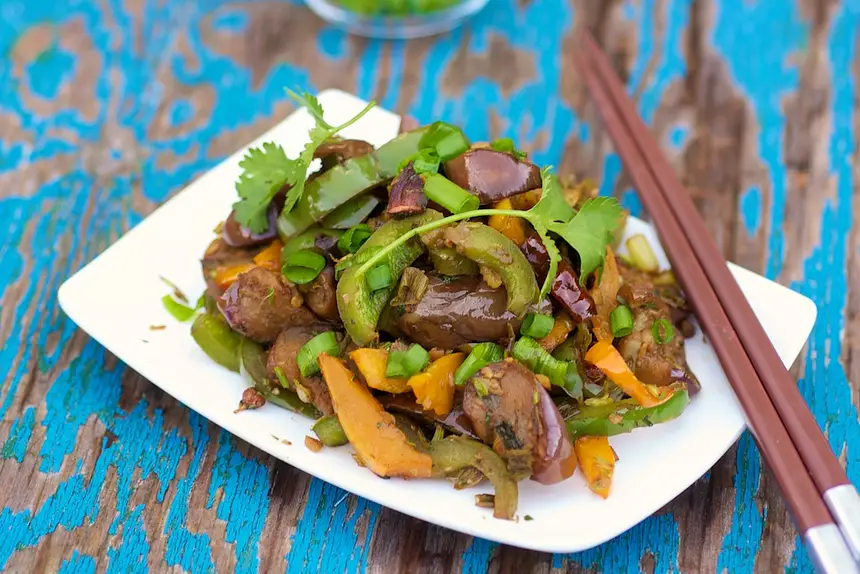 Eggplant & Bell Pepper Stir-Fry