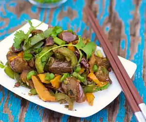 Eggplant & Bell Pepper Stir-Fry
