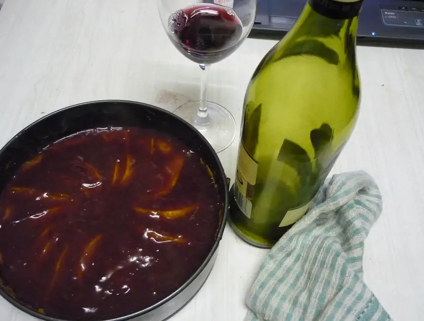 Pear Almond Clafouti with Red Wine Glaze
