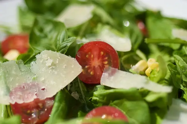 Arugula, Cherry Tomato, Corn Salad with Paremesan