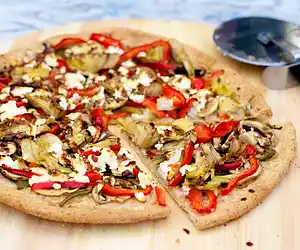 Portobello Mushroom, Fresh Peppers & Goat Cheese Pizza 