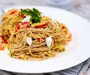Creamy Sweet Potato & Red Pepper Pasta
