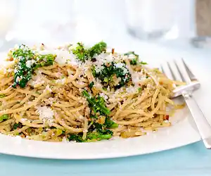 Pasta with Rapini, Toasted Garlic, Bread Crumbs & Parmesan