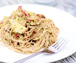 Pasta with Marinated Artichoke Hearts