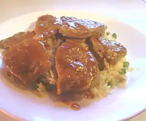 Homemade Indian Seitan Over Curry Rice & Peas