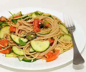 Artichoke Hearts, Cucumber, & Tomato Pasta