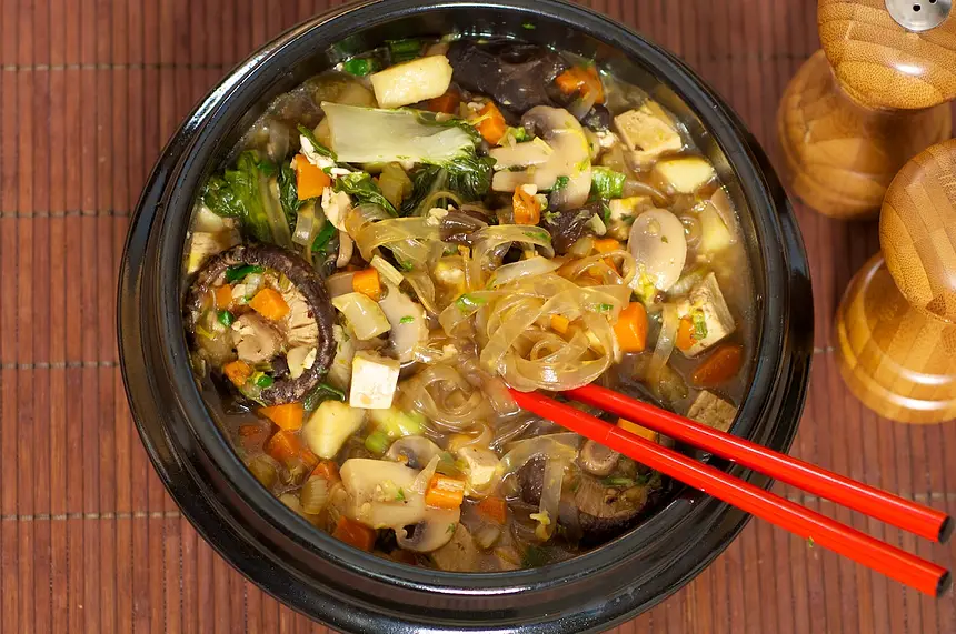 Shiitake & Veggie Stew with Garlic-Black Bean Sacue