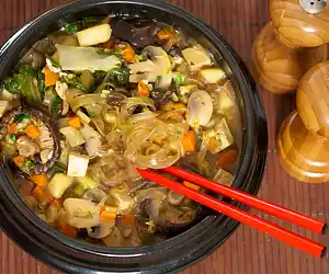 Shiitake & Veggie Stew with Garlic-Black Bean Sacue